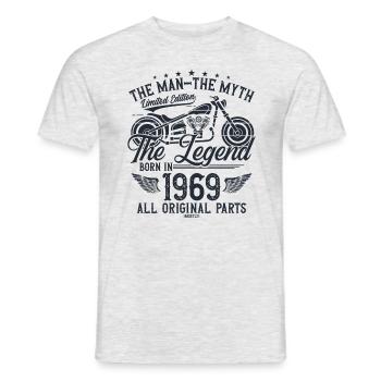 1969 Vintage homme mythe légende moto - T-shirt homme - gris chiné - Devant - AI Model Male 178 dark (178cm)