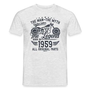1959 Vintage homme mythe légende moto - T-shirt homme - gris chiné - Devant - AI Model Male 178 dark (178cm)