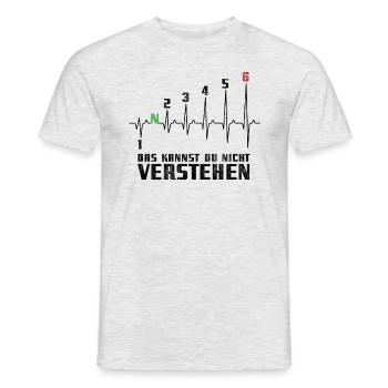 1N23456 Motorrad Gangschaltung - Adrenalin - Puls - Männer T-Shirt - Grau meliert - Vorne - AI Model Male 178 dark (178cm)
