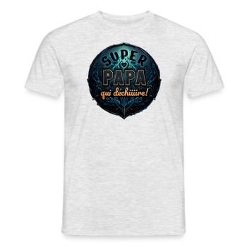 Super papa qui déchire. - T-shirt homme - gris chiné - Devant - AI Model Male 178 dark (178cm)