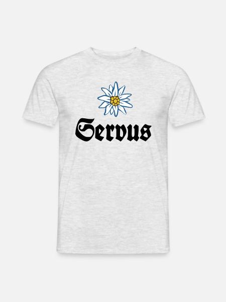 Servus - Alpen Edelweiß Gruß aus Bayern - Männer T-Shirt - Grau meliert