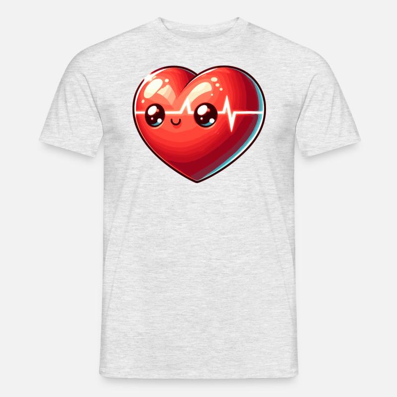 Lebendiges Herz - Männer T-Shirt - Grau meliert