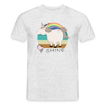 Licorne vintage rétro avec dicton: Shine - T-shirt homme - gris chiné - Devant - AI Model Male 178 dark (178cm)