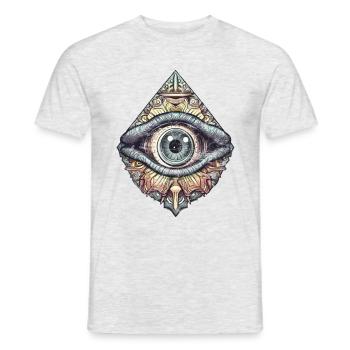 All-Seeing Eye Illuminati Retro Vintage Symbol - Men's T-Shirt - heather grey - Front - AI Model Male 178 dark (178cm)