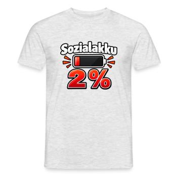 Sozialakku 2 % – Batterie fast leer - Männer T-Shirt - Grau meliert - Vorne - AI Model Male 178 dark (178cm)