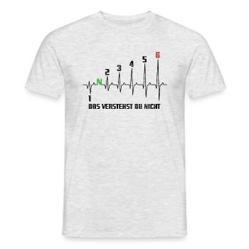 1N23456 Herzkurve das verstehst du nicht - Puls - Männer T-Shirt - Grau meliert - Vorne - AI Model Male 178 dark (178cm)