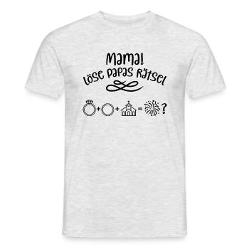 Mama löse Papas Rätsel! Heiratsantrag mit Kind! - Männer T-Shirt - Grau meliert - Vorne - AI Model Male 178 dark (178cm)