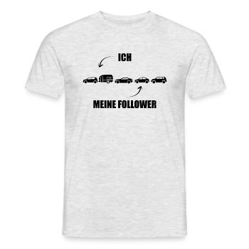 Ich und meine Follower - Wohnwagen - Gespann - Männer T-Shirt - Grau meliert - Vorne - AI Model Male 178 dark (178cm)