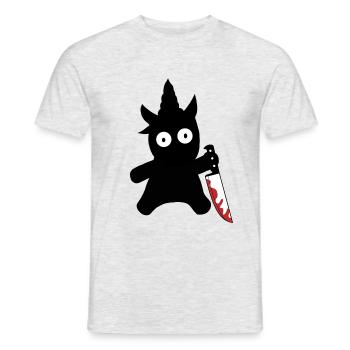 Halloween couteau d'horreur licorne peur effrayant - T-shirt homme - gris chiné - Devant - AI Model Male 178 dark (178cm)