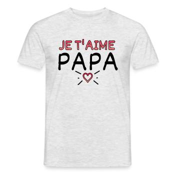 Je t'aime papa. Papa je t'aime. Fête des pères - T-shirt homme - gris chiné - Devant - AI Model Male 178 dark (178cm)