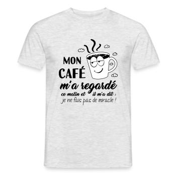 Boire son café du matin ! la tête dans le cul - T-shirt homme - gris chiné - Devant - AI Model Male 178 dark (178cm)