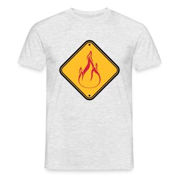 schild hinweis warnung achtung vorsicht gefahr feu - Männer T-Shirt - Grau meliert - Vorne - AI Model Male 178 dark (178cm)