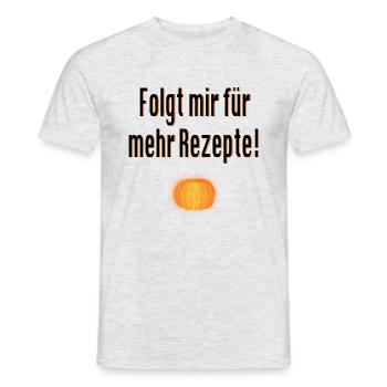 Folgt mir für mehr Rezepte! - Mandarine Funshirt - Männer T-Shirt - Grau meliert - Vorne - AI Model Male 178 dark (178cm)