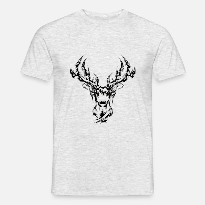 Hirschkopf simpel schwarz - Männer T-Shirt - Grau meliert