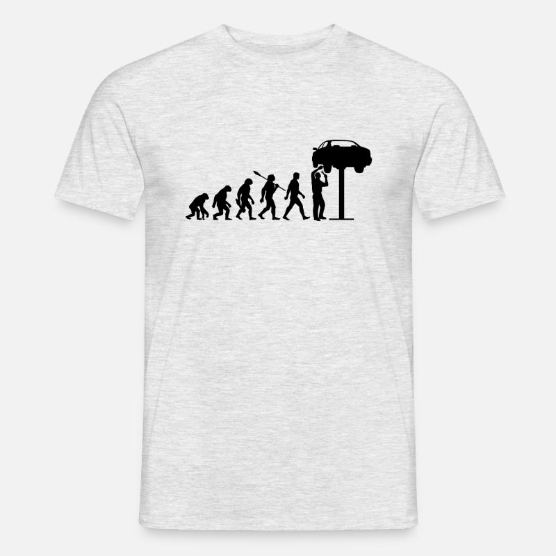 Evolution - Auto - KfZ Mechaniker - Schrauber - Männer T-Shirt - Grau meliert