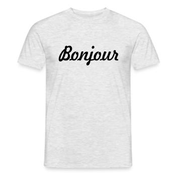 bonjour - T-shirt homme - gris chiné - Devant - AI Model Male 178 dark (178cm)