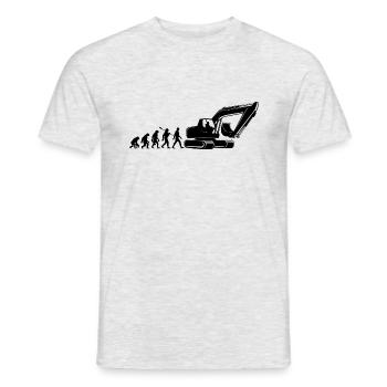Evolution - Bagger fahren - Baustelle, Bauarbeiter - Männer T-Shirt - Grau meliert - Vorne - AI Model Male 178 dark (178cm)