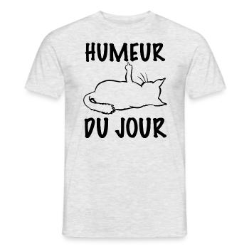 Chat humour humeur du jour Animaux De Compagnie - T-shirt homme - gris chiné - Devant - AI Model Male 178 dark (178cm)