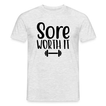 Sore Worth It - Gym Saying - Men's T-Shirt - heather grey - Front - AI Model Male 178 dark (178cm)