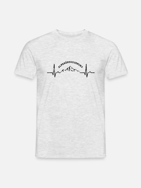 Alpenüberquerung Puls Herzkurve - Wandern Fahrrad - Männer T-Shirt - Grau meliert