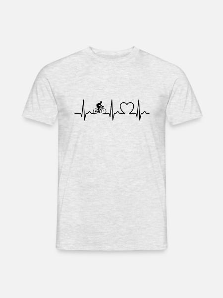 ECG curve - heart curve - pulse - cycling - Men's T-Shirt - heather grey