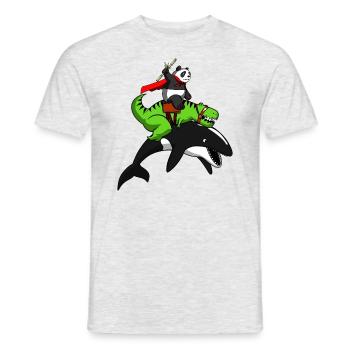 Ours de panda de dinosaure T-Rex chevauchant une baleine orque - T-shirt homme - gris chiné - Devant - AI Model Male 178 dark (178cm)