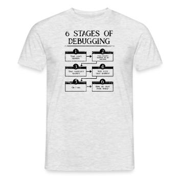 6 Schritte zum Debuggen der Computerprogrammiercodierung - Männer T-Shirt - Grau meliert - Vorne - AI Model Male 178 dark (178cm)