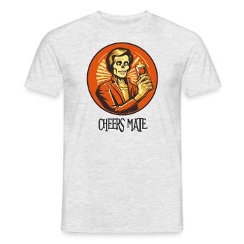 Skeleton ghost with a glass, cheers buddy - Men's T-Shirt - heather grey - Front - AI Model Male 178 dark (178cm)