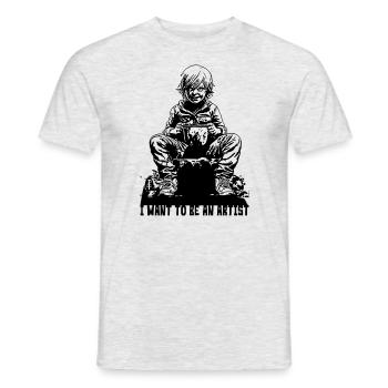 Kleiner Junge will Künstler werden - Männer T-Shirt - Grau meliert - Vorne - AI Model Male 178 dark (178cm)