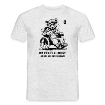 Der Alles-Inklusive Rollstuhl-Bär - Männer T-Shirt - Grau meliert - Vorne - AI Model Male 178 dark (178cm)