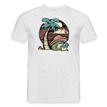 Fantasy Pilz Palmen Insel - Männer T-Shirt - Grau meliert - Vorne - AI Model Male 178 dark (178cm)