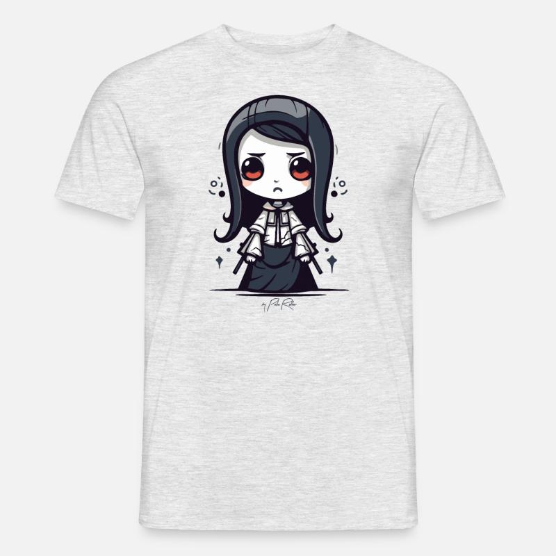 Chibi Japanisches Samurai-Mädchen - Männer T-Shirt - Grau meliert