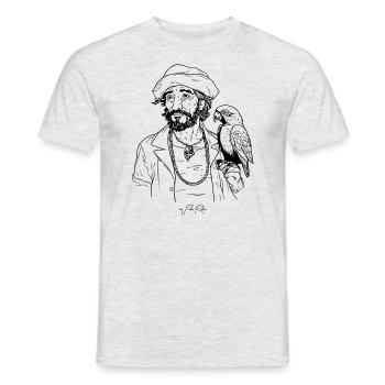 Attraktiver Pirat mit Papagei - Männer T-Shirt - Grau meliert - Vorne - AI Model Male 178 dark (178cm)