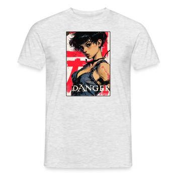 The Anime Danger Girl - Men's T-Shirt - heather grey - Front - AI Model Male 178 dark (178cm)