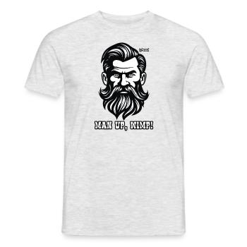 "Man Up Attraktiver bärtiger Kerl" - Männer T-Shirt - Grau meliert - Vorne - AI Model Male 178 dark (178cm)