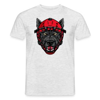 Chien avec masque de hockey sur glace - T-shirt homme - gris chiné - Devant - AI Model Male 178 dark (178cm)