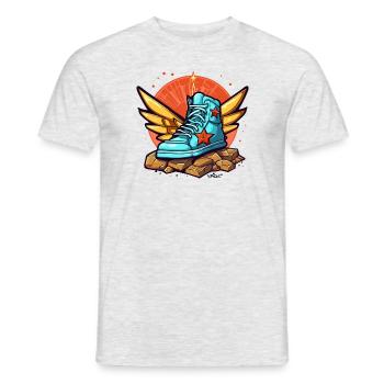 Sneaker-Fan im Sneaker-Himmel mit Flügeln - Männer T-Shirt - Grau meliert - Vorne - AI Model Male 178 dark (178cm)