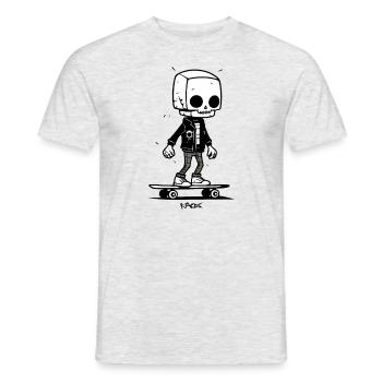 Modischer Skelett Schädel: Skateboard Skateboarder - Männer T-Shirt - Grau meliert - Vorne - AI Model Male 178 dark (178cm)