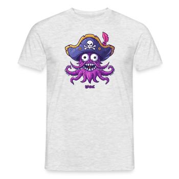 Une pieuvre pirate drôle et heureuse - T-shirt homme - gris chiné - Devant - AI Model Male 178 dark (178cm)