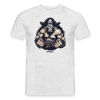Lutteur musculaire fort : un pirate de la lutte - T-shirt homme - gris chiné - Devant - AI Model Male 178 dark (178cm)