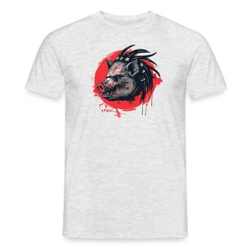 Alien UFO Raubtier Predator Schwein - Männer T-Shirt - Grau meliert - Vorne - AI Model Male 178 dark (178cm)