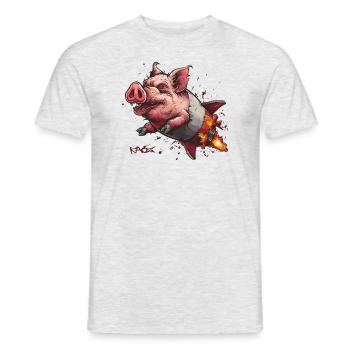 Le cochon fusée volant super cool - T-shirt homme - gris chiné - Devant - AI Model Male 178 dark (178cm)