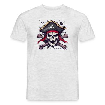 A classic cartoon skull pirate - Men's T-Shirt - heather grey - Front - AI Model Male 178 dark (178cm)