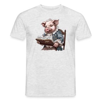 Ludwig van Pighoven: Klassische Musik vom Schwein - Männer T-Shirt - Grau meliert - Vorne - AI Model Male 178 dark (178cm)