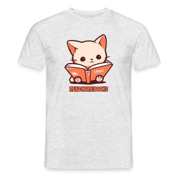 Lies mehr Bücher: Niedliche Katzen Haustiere lesen - Männer T-Shirt - Grau meliert - Vorne - AI Model Male 178 dark (178cm)