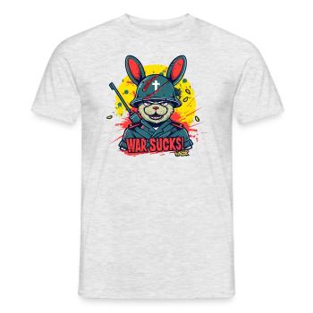 Bunny Rabbit Soldier, War is Crap - Men's T-Shirt - heather grey - Front - AI Model Male 178 dark (178cm)