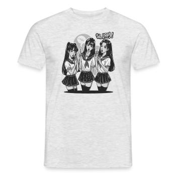 Conception de fille d’anime - T-shirt homme - gris chiné - Devant - AI Model Male 178 dark (178cm)