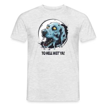 Zombie Hell Dog To hell with you - Men's T-Shirt - heather grey - Front - AI Model Male 178 dark (178cm)