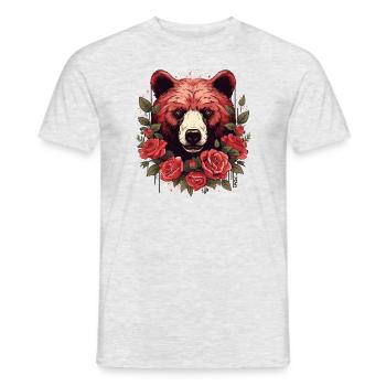 Big Bear with Roses - Men's T-Shirt - heather grey - Front - AI Model Male 178 dark (178cm)