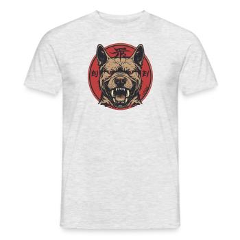 Cooler und starker Hund fletscht die Zähne - Männer T-Shirt - Grau meliert - Vorne - AI Model Male 178 dark (178cm)